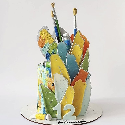 Торт для юного художника - акварель