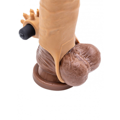 Реалистичная насадка с вибрацией, с креплением под мошонку (19*4,7)