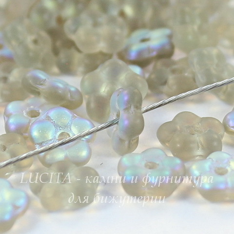 Бусина Buttercup flower Цветочек, 5 мм, Black Diamond, матовая с AB-покрытием