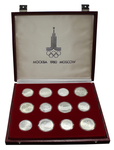Олимпиада 1980г. Набор 28 монет в оригинальном кейсе (АЦ)