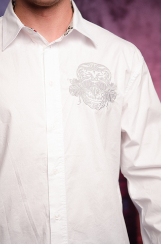 Rebel Spirit | Рубашка мужская LSW141473 вышивка череп спереди