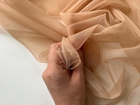 Сетка слабо-эластичная телесная с эффектом голого тела (эластичный фатин)