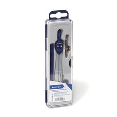 
          Готовальня Alingar, 4 предмета, металлический циркуль, удлинитель циркуля, грифель, держатель для рейсфедерной вставки, пластиковый футляр, европодвес