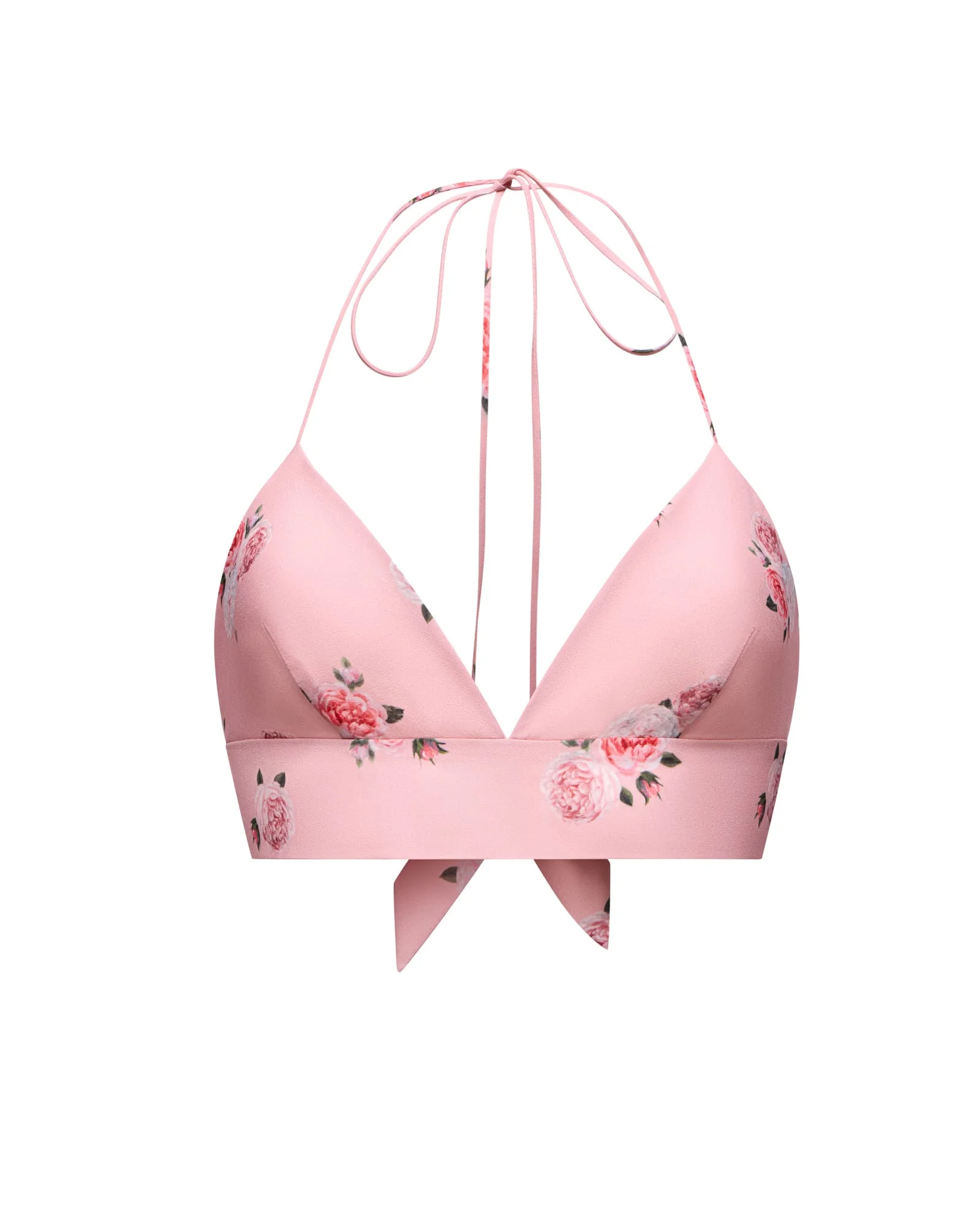 Топ на тонких бретелях из розового цветочного принта, Розовый