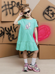 042_БК25 Платье для девочки, бирюзовый