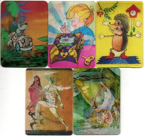 № 84 Набор из 5 переливных (стерео) Календариков . Мультфильмы СССР 1984 год.