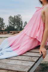 Розовый рассвет. Топ женский асимметричный на завязках TPS-1808
