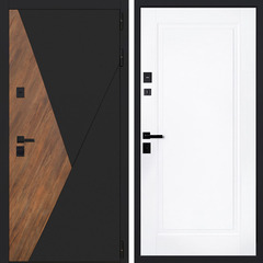 Входная металлическая дверь АСД Плата шагрень черная + дуб старый