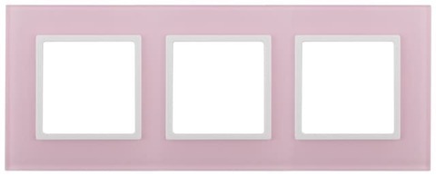 Рамка на 3 поста - стекло. Цвет Розовый / белый. ЭРА 14-5103-30. Elegance. Б0034520