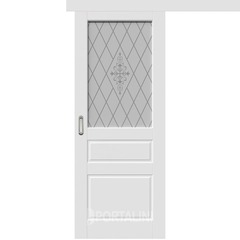 Купить Межкомнатная одностворчатая дверь купе эмаль VFD Chester Polar белая остеклённая