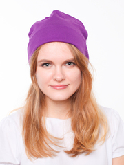 Фиолетовая шапочка бини из 100% хлопка