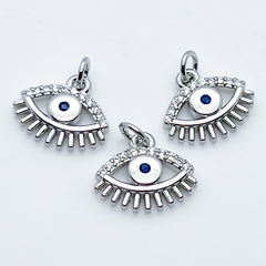 Подвеска Глаз, цвет серебро, фианиты, размер 11*13 мм, цена за 1 шт