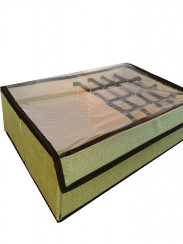 Короб для хранения с ячейками и прозрачной крышкой, цвет зеленый, 44х27х11 см