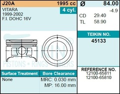 Поршень двигателя TEIKIN 45133 STD (4шт/упак)