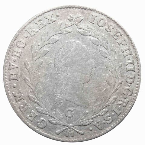 20 крейцеров. Иосиф II (С) Австрия. 1782 год. Серебро. VF