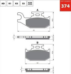 Тормозные колодки дисковые 374 K5