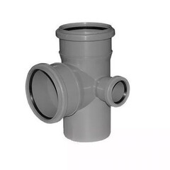 Крестовина ПП (полипропилен) для канализации двухплоскостная Дн 110-110 90гр.отвод вправо 50, с уплотнительными кольцами, Ростурпласт