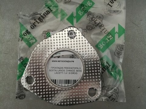 ПРОКЛАДКА РЕЗОНАТОРА (3 БОЛТА) LANOS, CHANCE, SENS, LACETTI 1,4 1,6 GROG