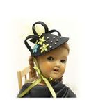 Фетровая шляпка - Черный / салатовый. Одежда для кукол, пупсов и мягких игрушек.