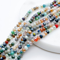 Бусины стекло, цвет микс, размер около 3*4 мм, цена за нить 38 см