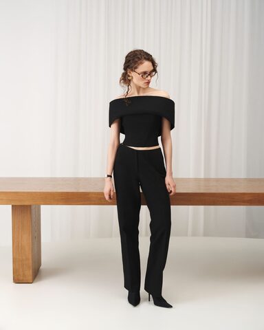 Топ черный из льна