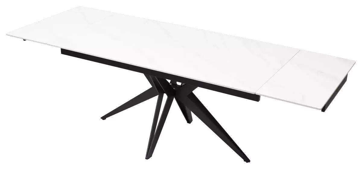 Стол FORIO 160 MATT WHITE MARBLE SOLID CERAMIC / BLACK, DISAUR