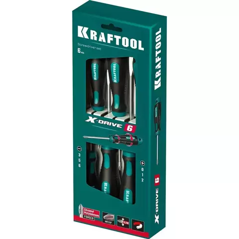 KRAFTOOL Х-Drive-6, 6 шт, набор отверток (250081-H6)
