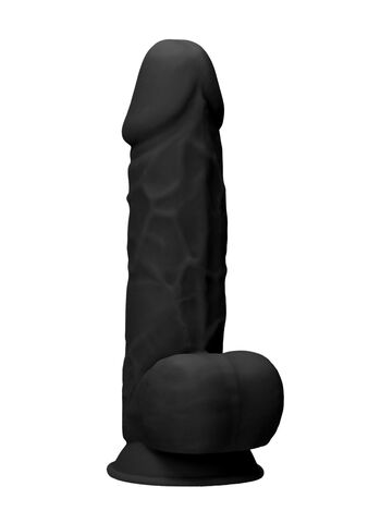 Черный фаллоимитатор Realistic Cock With Scrotum - 21,5 см. - Shots Media BV RealRock REA076BLK