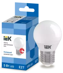 Лампа светодиодная ECO G45 шар 5Вт 230В 6500К Е27 IEK LLE-G45-5-230-65-E27