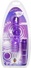Фиолетовая виброракета с насадкой-кроликом Ribbed Rabbit Vibrator - 21,6 см. - 