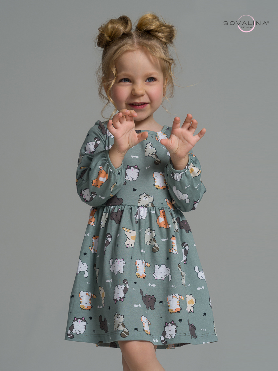 Платье Моана котята хаки