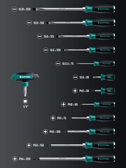 KRAFTOOL IMPACT 13 шт, сквозной стержень Cr-Mo, набор ударных отверток (25035)