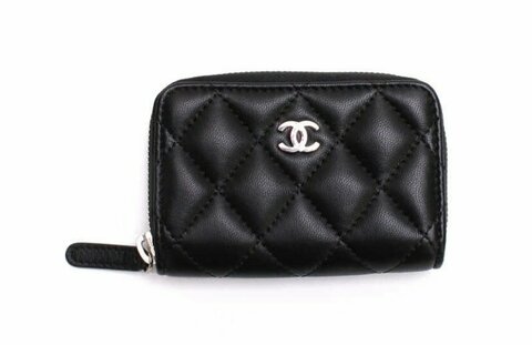 Кошелек для карт и монет Chanel на молнии черный