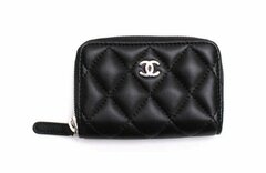 Кошелек для карт и монет Chanel на молнии черный