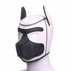 Белая неопреновая БДСМ-маска Puppy Play - 
