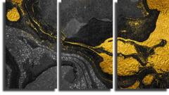 Модульная картина "Текстура развода черная с золотом"