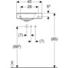 Раковина Geberit Xeno²: Белый / Специальное керамическое покрытие KeraTect, B=40см, H=12.5см, T=28см, Отверстие под смеситель=Правая, Перелив=Без