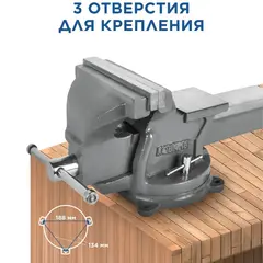 Тиски слесарные поворотные КОБАЛЬТ стальные ширина губок 200 мм, захват 200 мм, 16.5 кг, наковальня, коробка (Арт. 248-993)