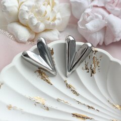 Серьги пусеты Сердце, 29*20 мм, родий СГ032