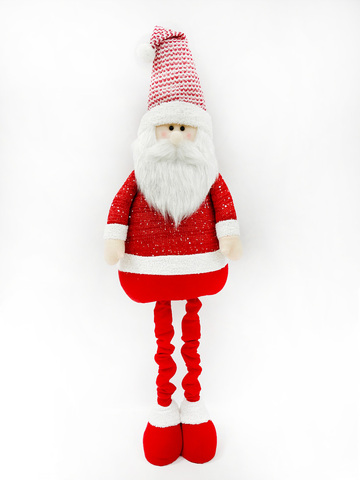 Гном на высоких ногах в колпачке 75-120см ChristmasDeLuxe красно-белый