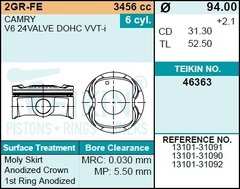 Поршень двигателя TEIKIN 46363 STD (6шт/упак)