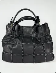 Женская сумка из натуральной винтажной кожи черного цвета