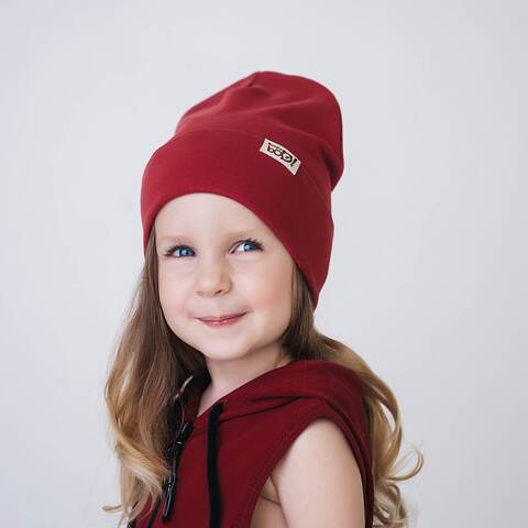 Two-ply turn-up jersey hat - Cranberry
