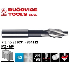 Цековка ц/х M2,5 2,7/4,9мм (Проходная) DIN1866 90° HSS-G Bucovice(CzTool) 851042