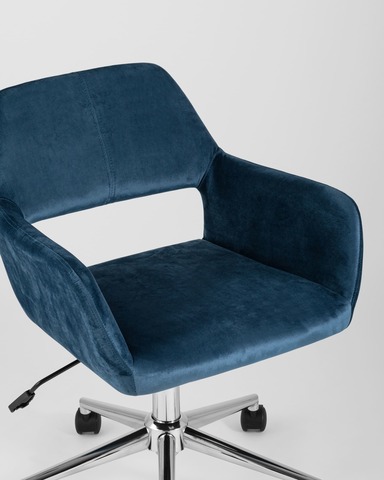 Кресло офисное Ross велюр синий, 80*57*58см. 90см. 57см. 58см. металл