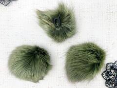 Меховой помпон лиса, d 4,4 см, хаки