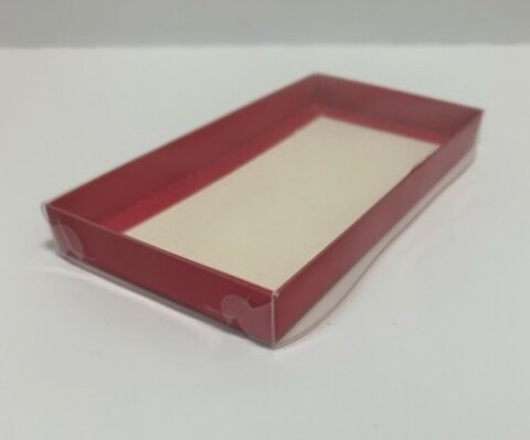 Короб для шоколадной плитки с пластиковой крышкой, 18*9*1,7см, красная матовая
