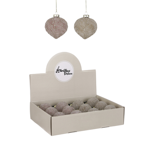 Набор шаров-луковка 8см 12шт ChristmasDeLuxe бежевый/розовый