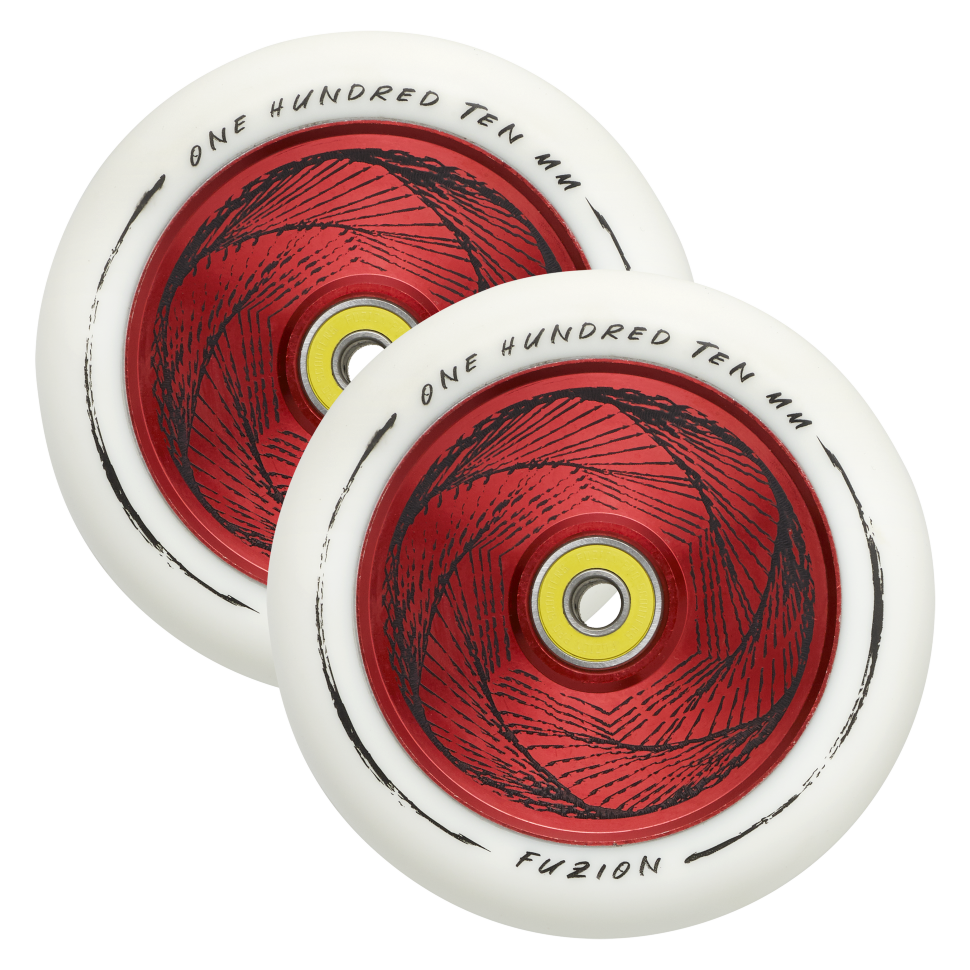 Колеса 110 mm Hollowcore Wheel (pair) - Marker / White Red Core White PU. Колёса для трюкового самоката 110 мм. Колеса д/сам. Fuzion 110 mm Hollowcore Wheel. Колесо для трюкового самоката 110 24. Купить колеса 110