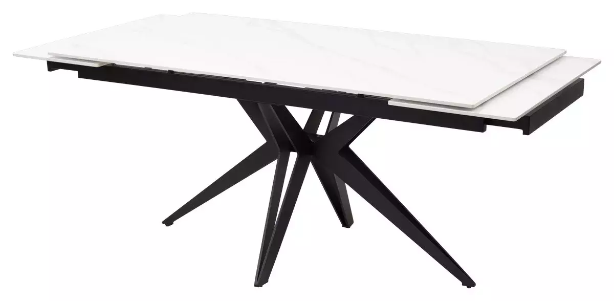 Стол FORIO 160 MATT WHITE MARBLE SOLID CERAMIC / BLACK, DISAUR